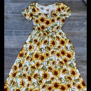 Lularoe LARGE Sunflowers Riley Empire Waist Maxi Dress